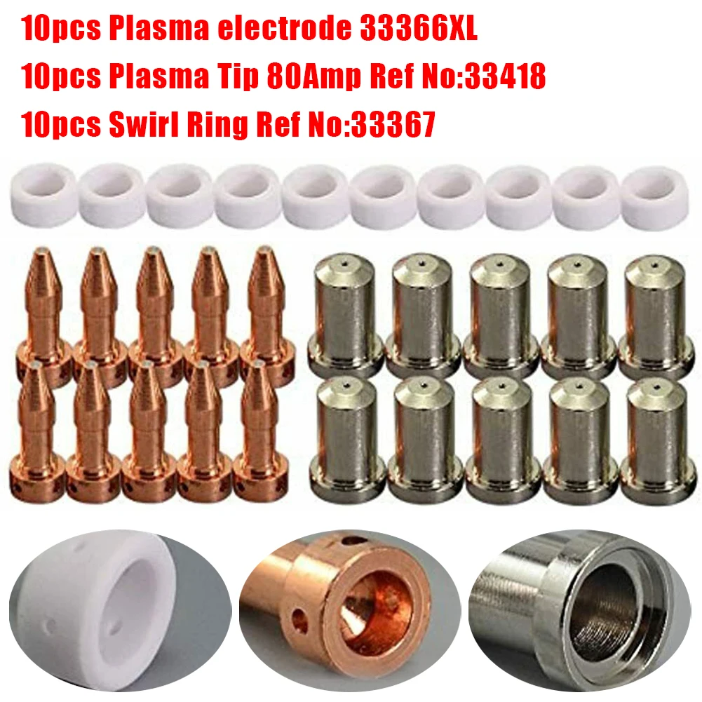 

PT-23/27 Plasma Cutter Consumables Electrode Tip Nozzles Cutting Machine 33366XL 33367 33418 Welding Soldering Accessories