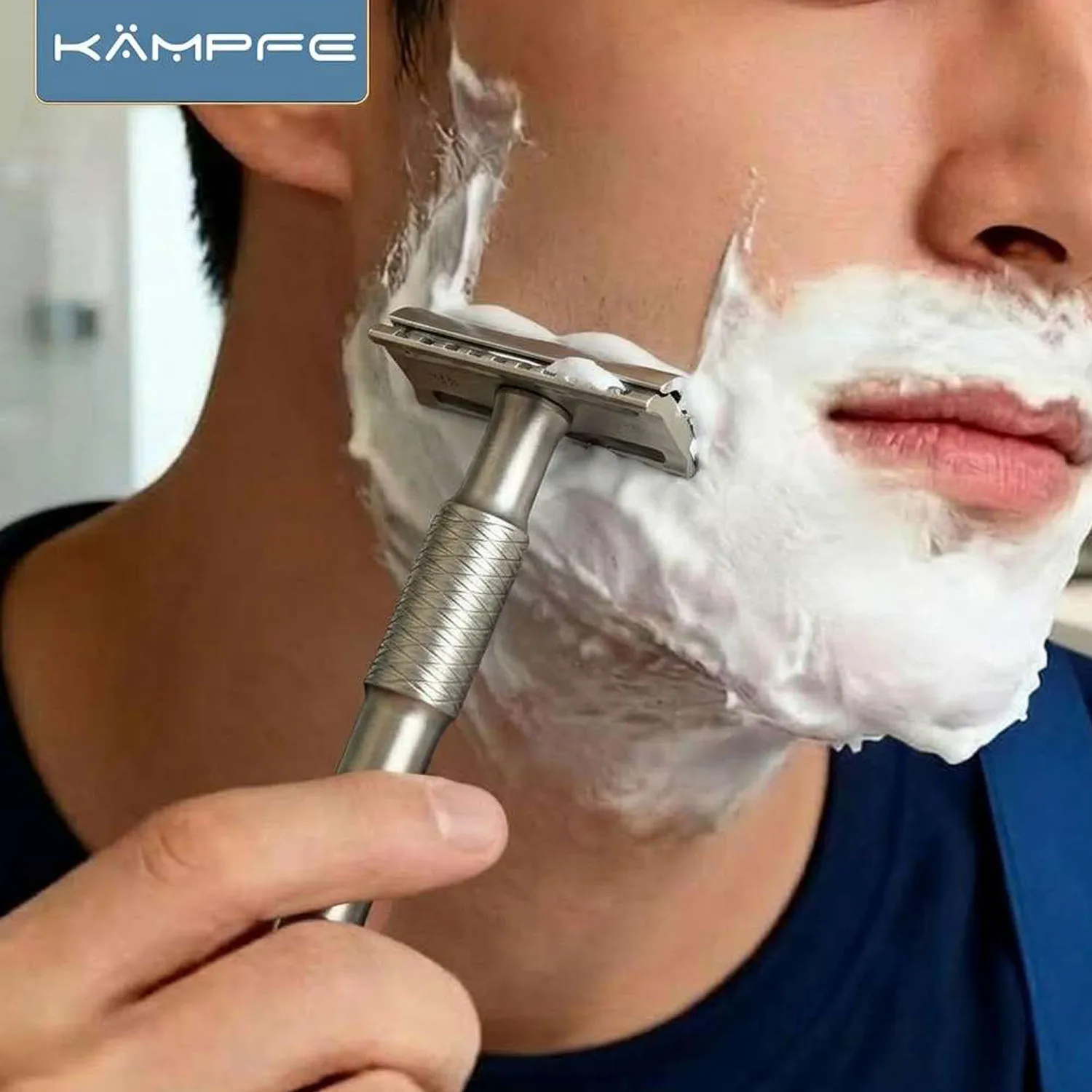 Фото Бритва KAMPFE Double Edge Safety Razor CNC для ручного бритья, из нержавеющей стали, с закрытым гребнем, не вызывающая раздражения, подарок на День отца №5