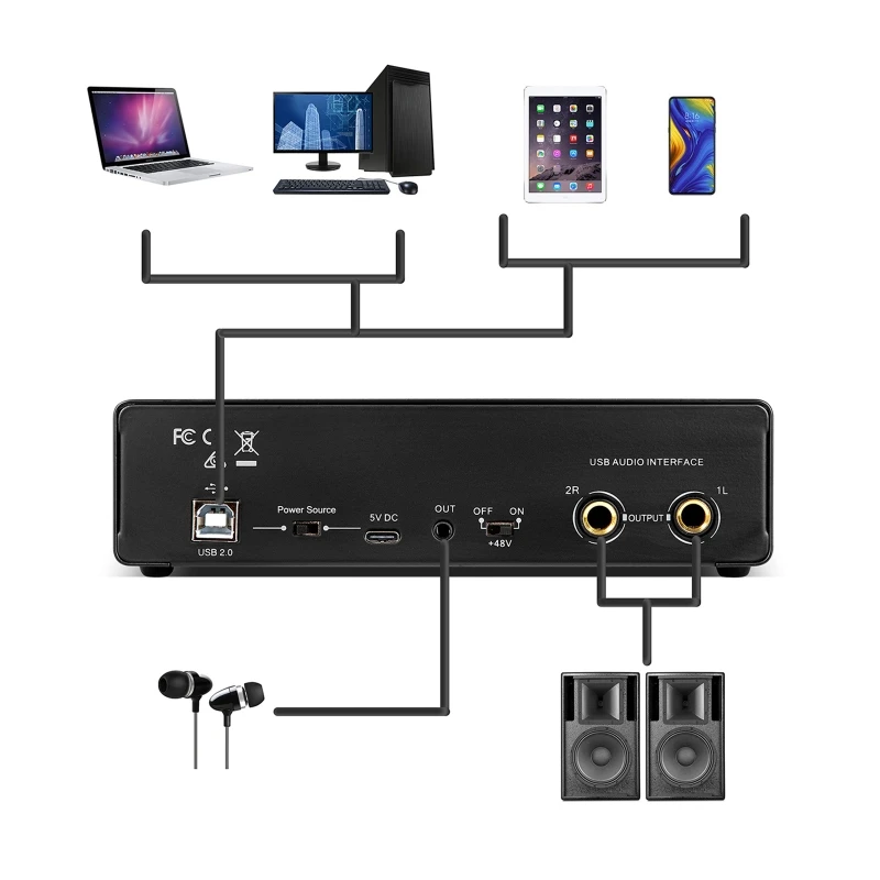 GAX-MD22 профессиональная звуковая карта 2x2 24 бит USB электрическая гитара запись