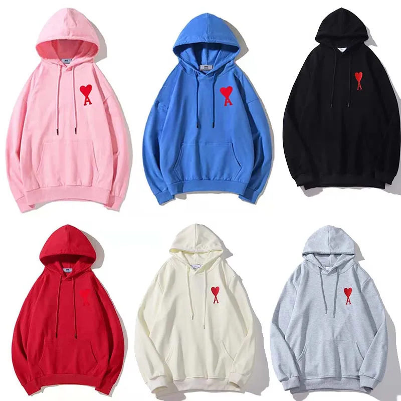 

AMI Men Women Hooded Sweatshirt Classic Comfortable Pullover Top Men and Women Plus Cashmere Autumn and Winter Hoodie 2022
