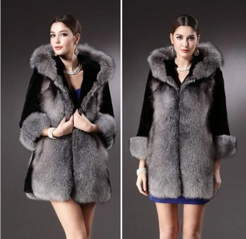 Wholesale Foreign Trade Korean Women's Autumn and Winter Women's Imitation Fox Fur Coat Fur Coat