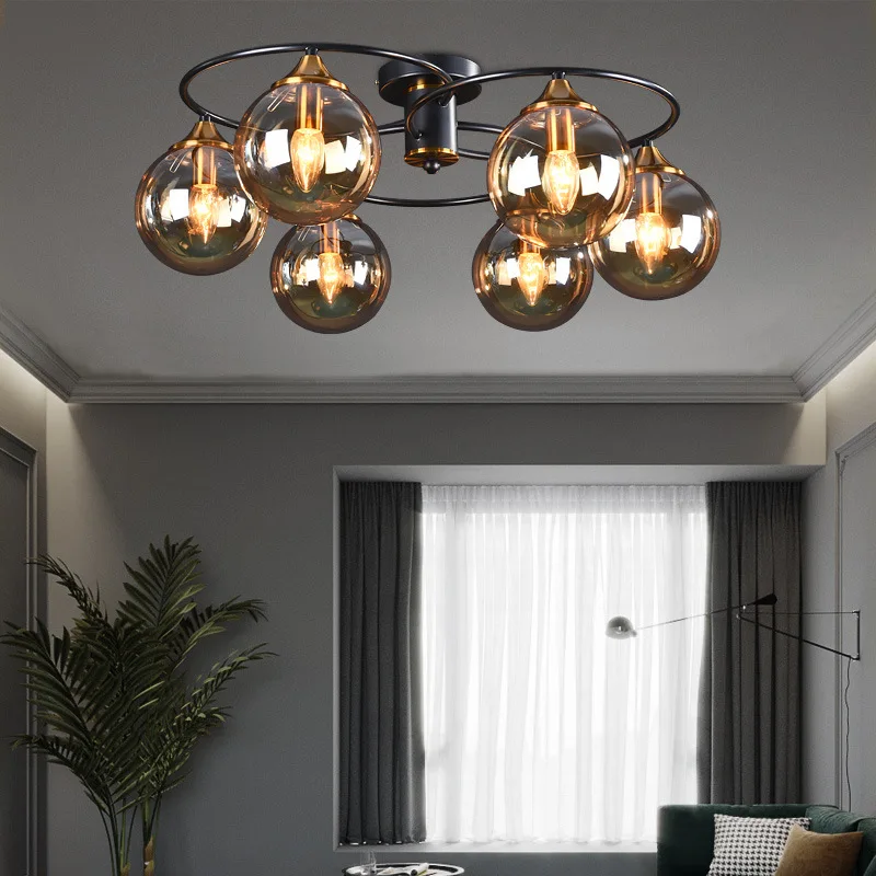 

LED Art Chandelier Ceiling Lights Pendant Lamp Modern Simple Dining Living Nordic Glass Ball Haning Bedroom Home Deco Fixtures