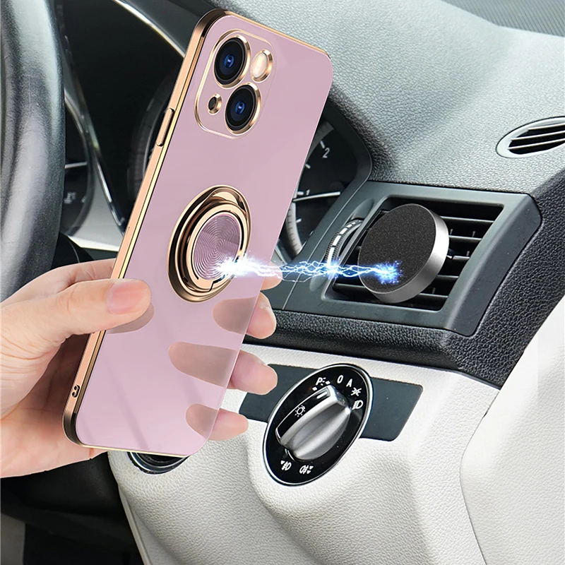 Luxury Plating Soft Case For iPhone 13 12 11 Pro Max XS XR X 7 8 Plus iPhone13 iPhone12 13Pro 12Pro Cover With Ring Holder Stand