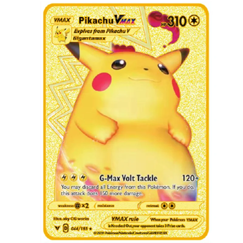 

Редкий Покемон, фигурка карты Gold Pv Vmax Sleeve Gx Big Pikachu Ex Charizard Tap, игральные карты, игры, коллекционные предметы Cromos Tcg Mewtwo
