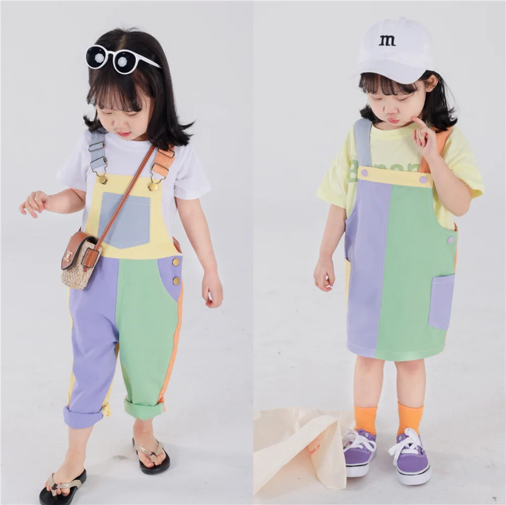 

Sleeveless Outfits Jumpsuit Overalls Skirt Suspenders Brother Kids Matching Clothing Children Girls Korean And Sister Pants Boys