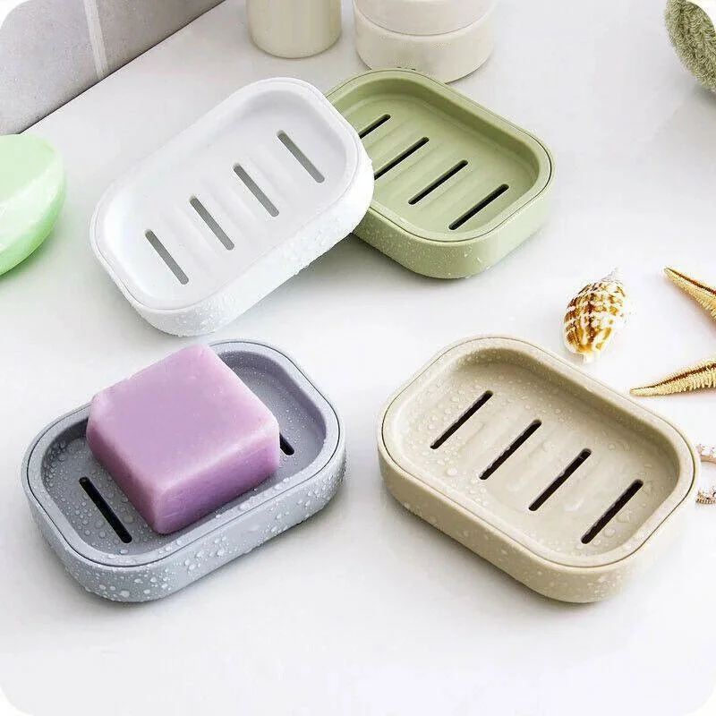 

New Bathroom Soap Dish Box Container Durable Shower Soap Holder Tray Plastic Soap Box Dispenser Washroom Supplies