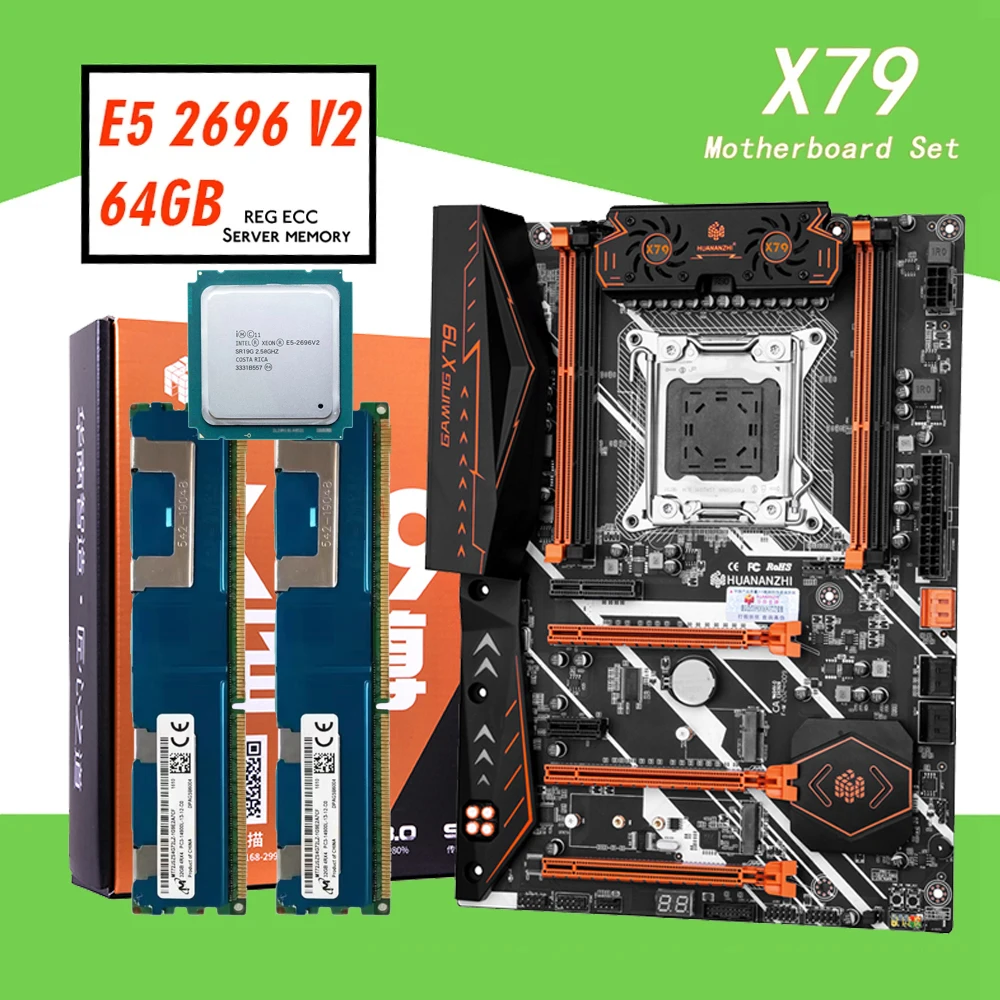 HUANANZHI X79 Motherboard Kit With Xeon E5 2667 V2 DDR3 64GB REG ECC Memory Support M.2 Nvme Sata