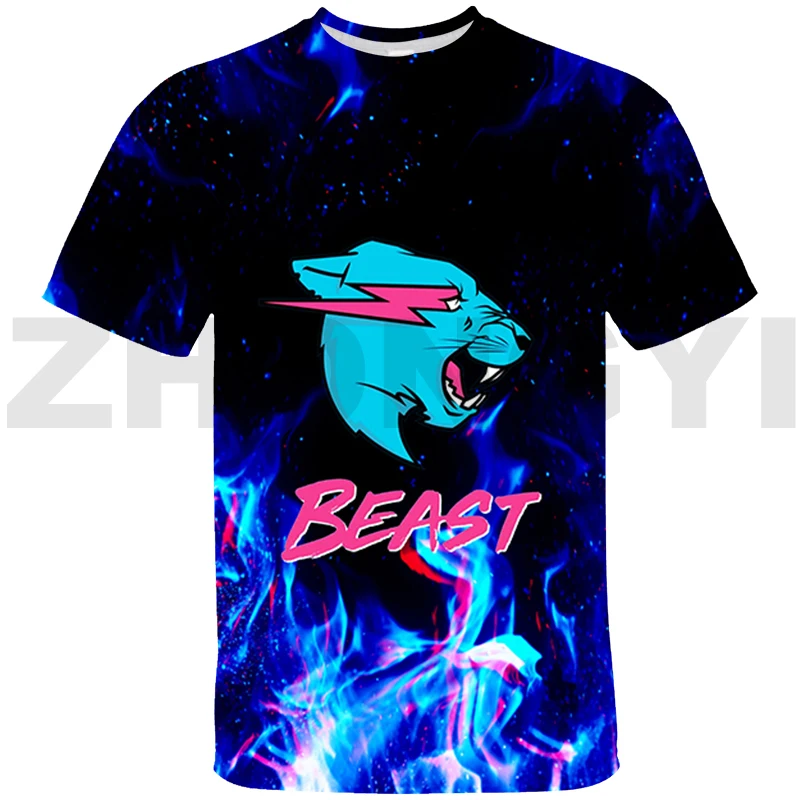 Hip Hop 3D Anime Mr Wolf Beast Lightning Cat T-Shirts Tops Tee Oversized Tshirt Streetwear Summer Men's Clothes Graphic T Shirts