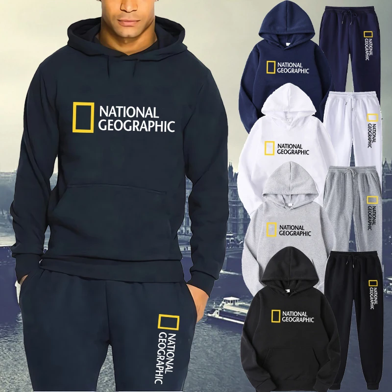 

2022 New Men's Clothing Sports Suit Print Jogging Pullover Sportswear Casual Hoodie Men's Sports Shirt + Pants Set