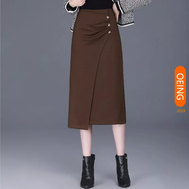 Женская Асимметричная длинная юбка-карандаш со складками и высокой талией