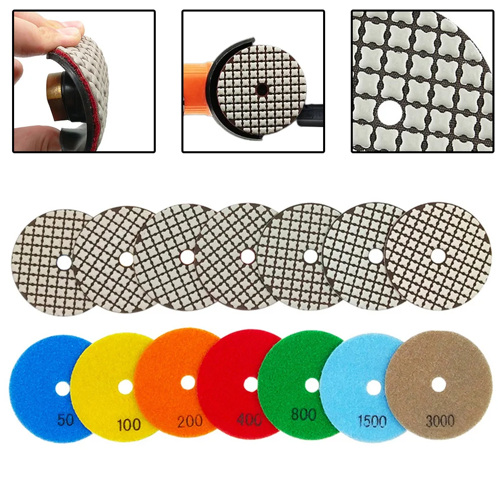 1pc 4 Inch 100mm Diamond Polishing Pads Kit  Wet/Dry Grinding Disc For Concrete Marble Stone Countertop Quartz Granite Grinding