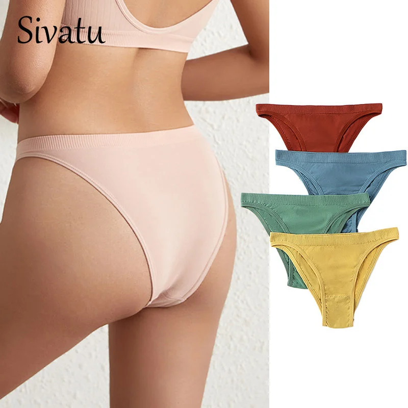 

Женские бесшовные трусики Sivatu Traf, дышащее женское нижнее белье, дышащие трусики, однотонное нижнее белье, сексуальное нижнее белье в рубчик