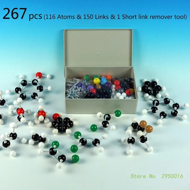 

267Pcs Molecular Model Kit Inorganic and Organic Chemistry Scientific Atoms Molecular Models Color-Coded Atoms for Kid