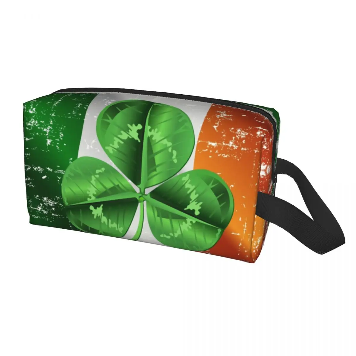 

Irish Shamrock Ireland Flag Toiletry Bag for Women St Patricks Day Makeup Cosmetic Organizer Ladies Beauty Storage Dopp Kit Box