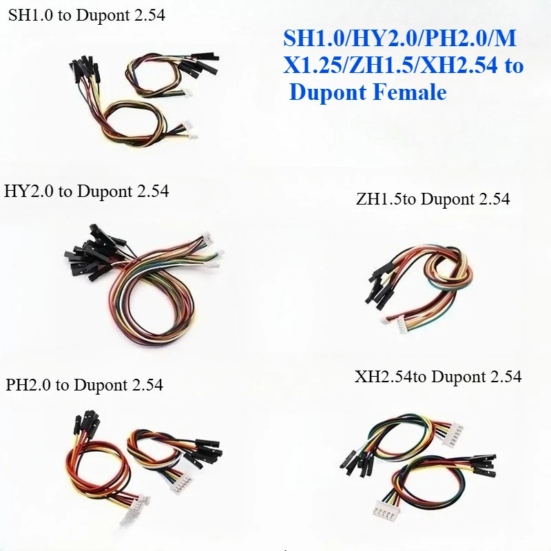 10 шт. Dupont Line to SH1.0/MX1.25/ZH1.5/HY2.0/PH2.0/XH2.54 кабель «мама» 2/3/4/5/6/P 20 см 26AWG 28AWG перемычка