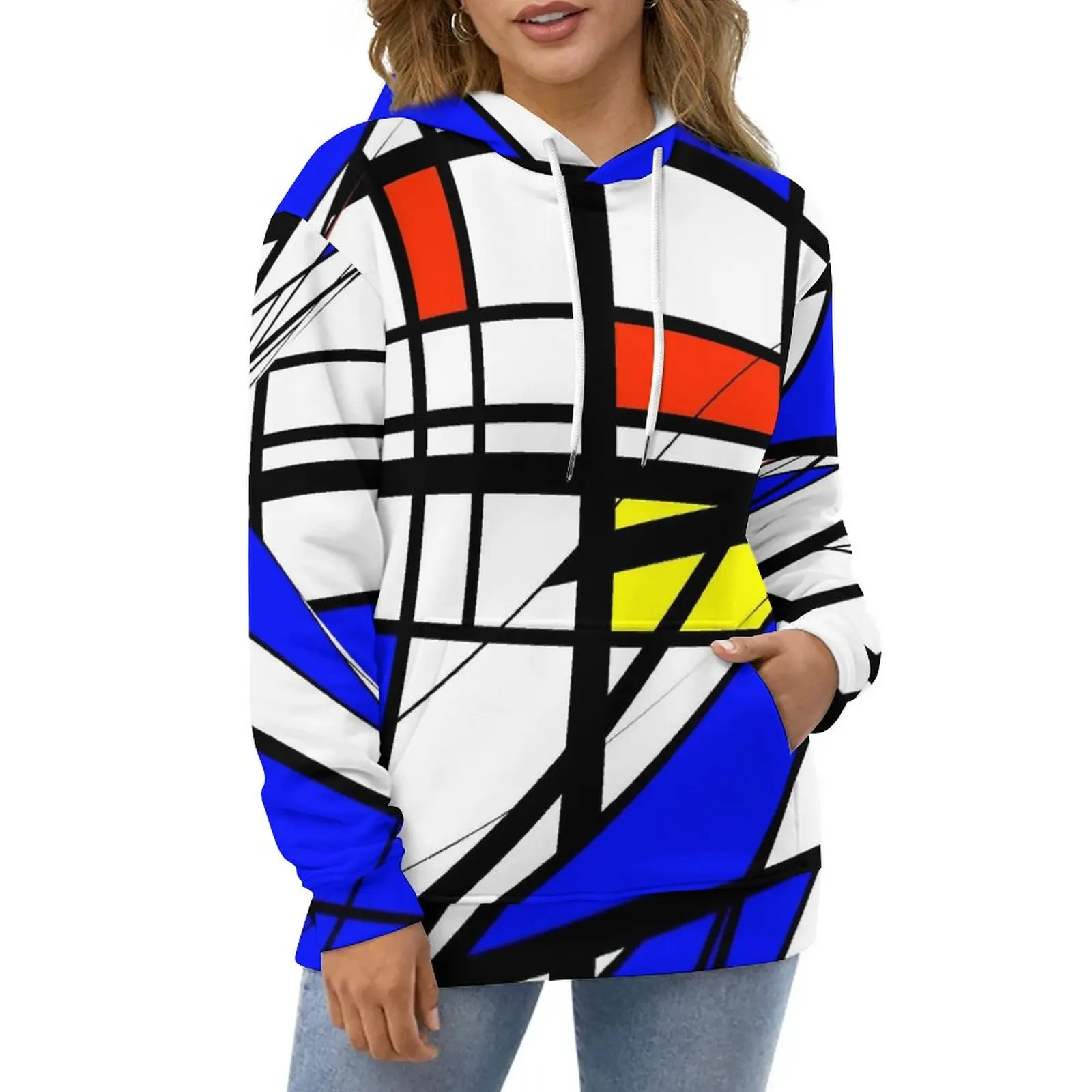 

De Stijl Version 10 A-Line Dress Casual Hoodies Graphic Loose Hoodie Long Sleeve Harajuku Oversized Hooded Sweatshirts Gift Idea