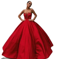 2023 red ball gown prom dresses with lace appliques formal evening cocktail party quinceanera dresses robes de soir%c3%a9e
