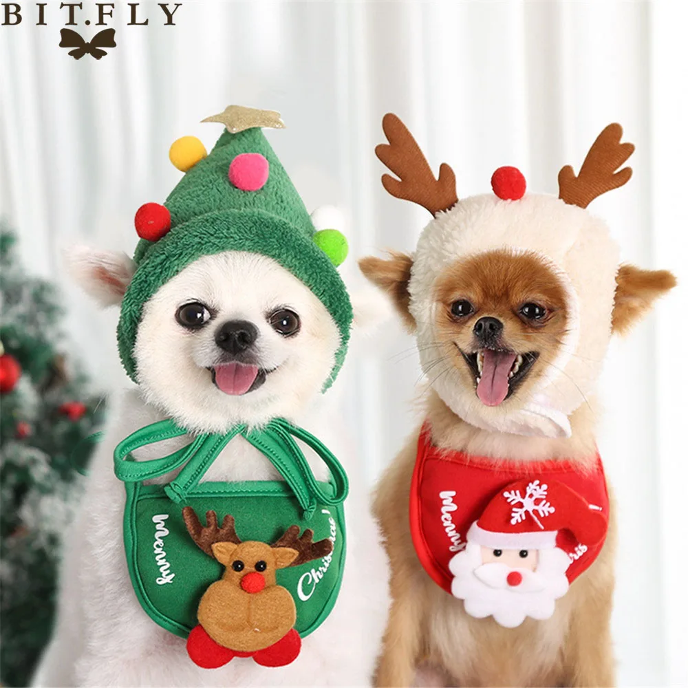 

Dog Christmas Bandana Santa Hat Dog Scarf Triangle Bibs Kerchief Christmas Costume Outfit for Small Medium Large Dogs Cats Pets