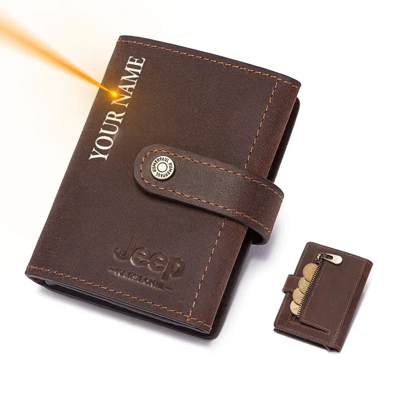 

Crazy Horse Leather Men Credit Card Holder Wallet RFID Blocking Slim Credentials Cardholder Case Quality Zipper Coin Purse 2022