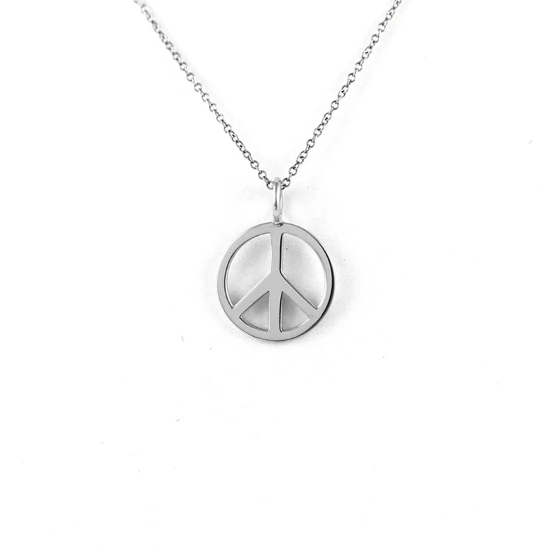 Ожерелье из нержавеющей стали для женщин подвеска с символом мира цепочка-чокер
