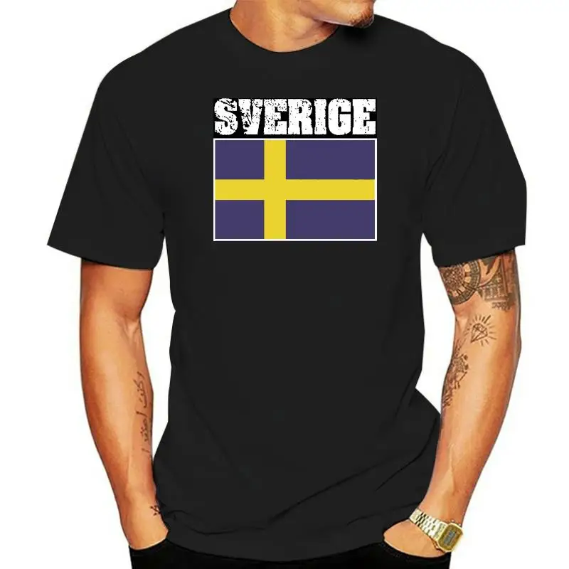 New T Shirts Man Short Sleeve Tshirt Print O-Neck shirt Cybertela Faded Sverige Flag Sweden Men's T-shirt