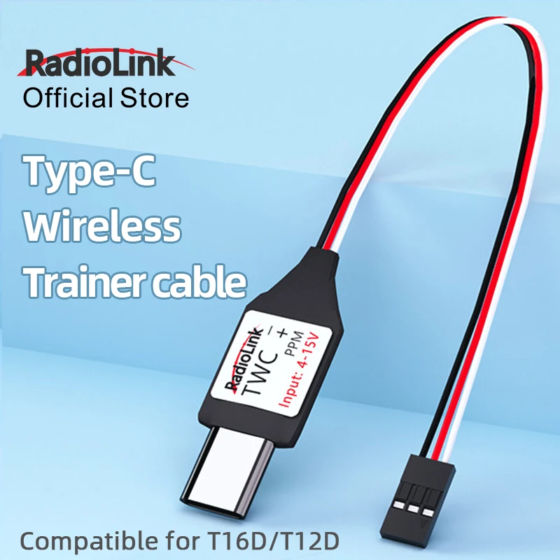 Фото Беспроводной тренировочный кабель Radiolink RC TWC Type-C для пультов управления T12D T16D RC, для обучения пилотов и студентов №3