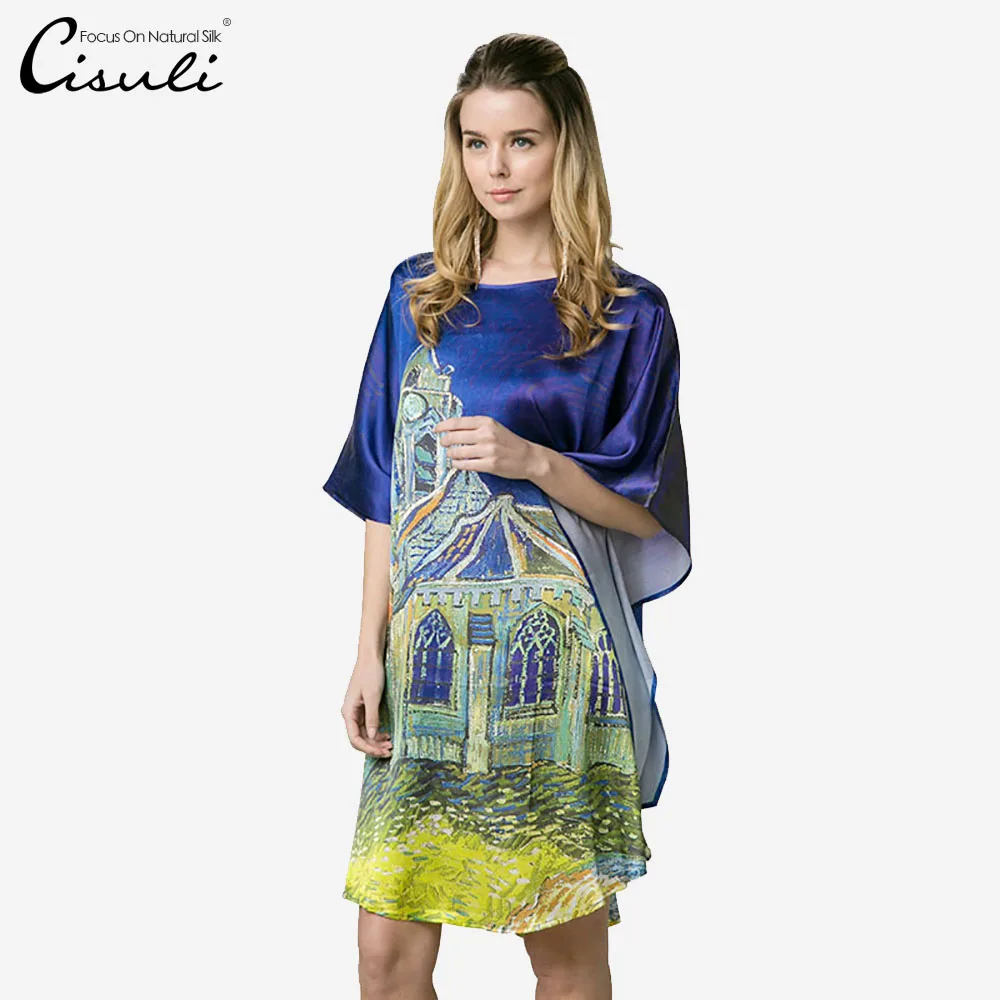 CISULI 100% шелковое атласное платье из натурального шелка шелковицы женские платья