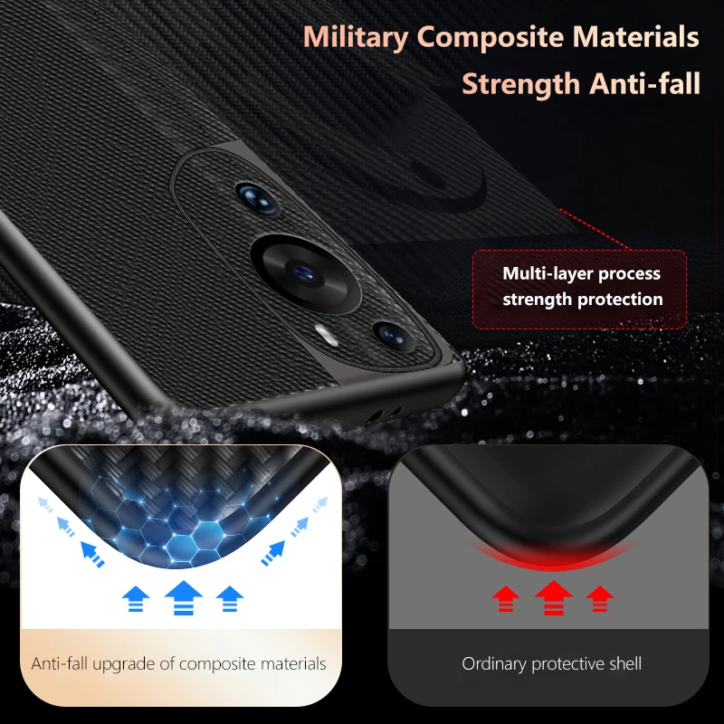 Luxury Leather Case for Huawei P60 Art MNA-AL00 Carbon Fiber Frosted Ultra-thin Armor Shockproof Soft Phone Cover HuaweiP60Art