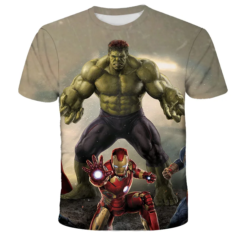 

Marvel Superheroes Hulk T-shirt Kid Boys T Shirts Spiderman Captain America T-shirts Children's Short sleeve Summer Tops Tee