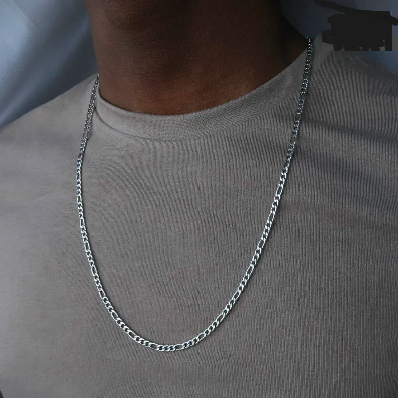 

Fashion New Figaro Chain Necklace For Men Punk Silver Color Stainless Steel Long Necklace Men Hip Hop Jewelry Couple Gift