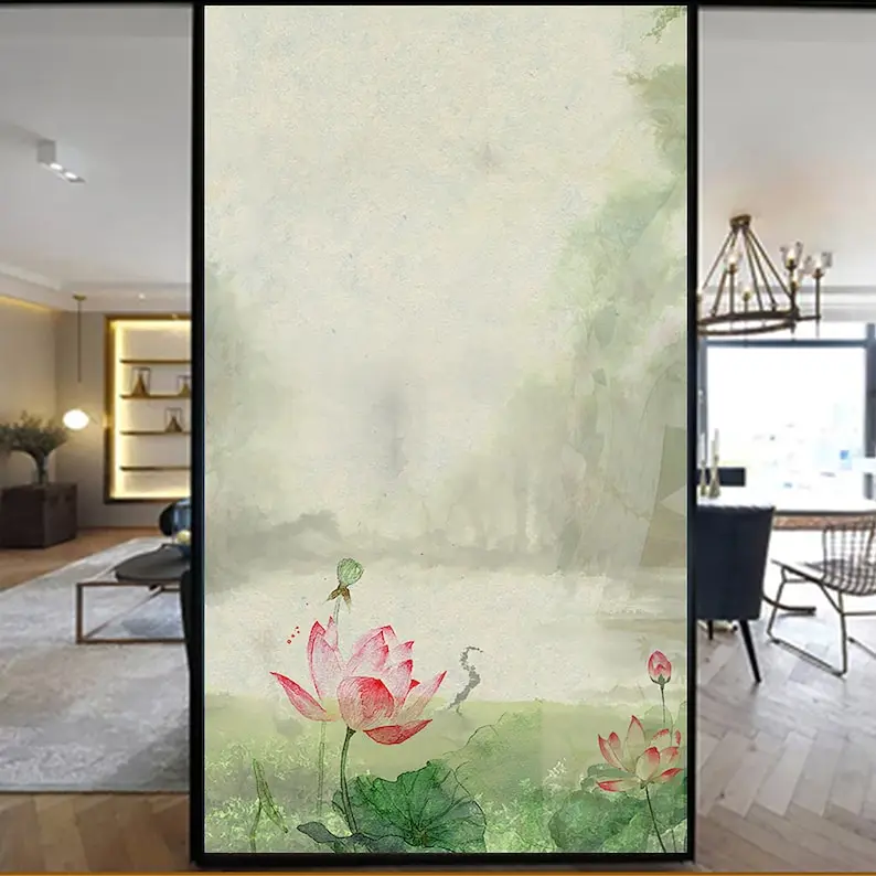 

Window Privacy Film No Glue glass stickers Flower Static Cling Frosted Window Cling Home Decro