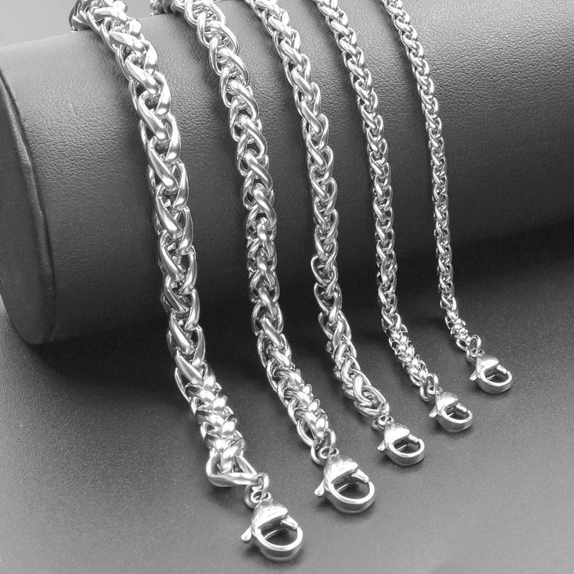 

10PCS Fashion Cuban High Quality Punk Stainless Steel Chain Necklace 3'4'5'6'7mm Link Jewelry Makeing Materails Bulk Wholesale