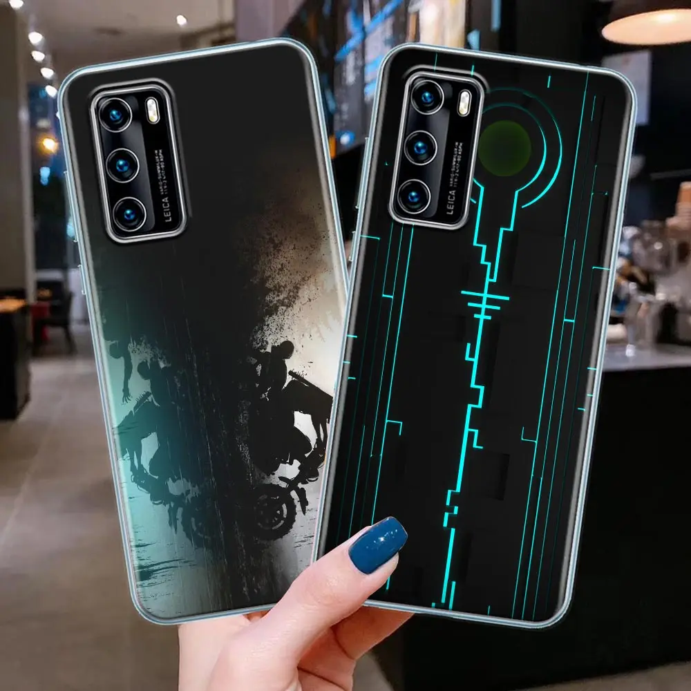 

Clear Phone Case for Huawei P20 P30 P40 Plus Lite 4G P50 Pro P Smart Z 2019 Soft Silicone Cover Motorcycle Moto Motorbike