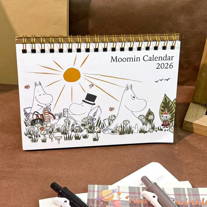 Фото Настольный календарь Kawaii Anime Moomins Series 2026 с мультяшными персонажами, креативный дизайн, для мужчин и женщин, для работы/учебы №4
