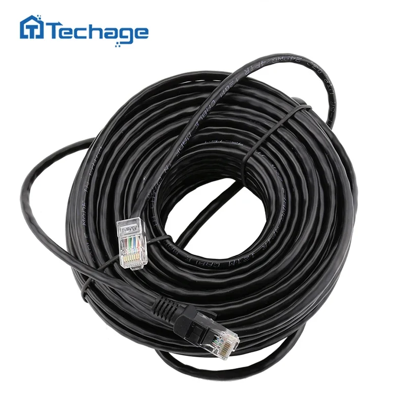 

Techage Ethernet кабель RJ45 черный 10/20/30/50 м
