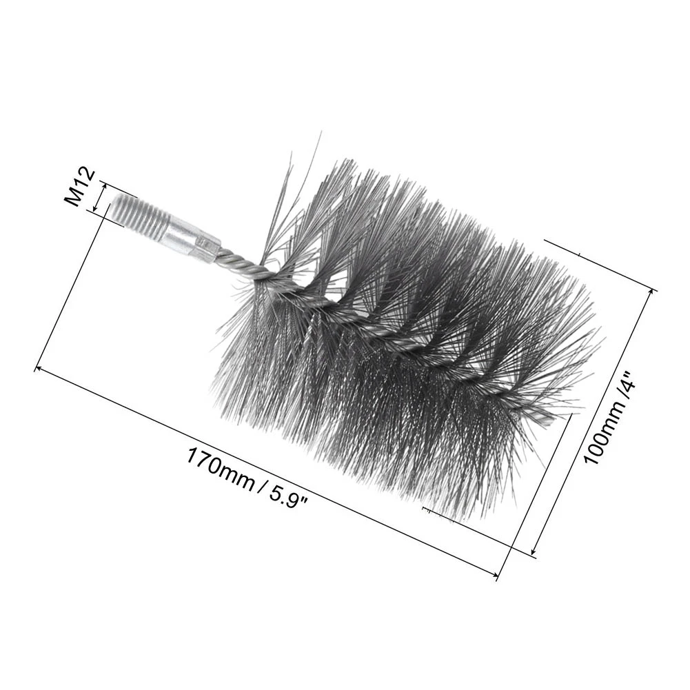 1p 4-дюймовая щетка для чистки дымохода Круглая стальная проволока каминная труба