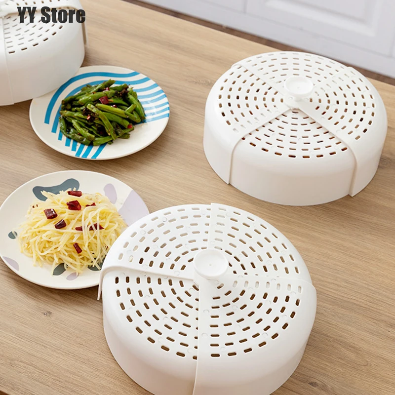

Foldable Microwave Food Cover Reusable Plastic Anti-mosquito Breathable Food Cover Safe Vent Kitchen Tools Leftovers Dust Cover