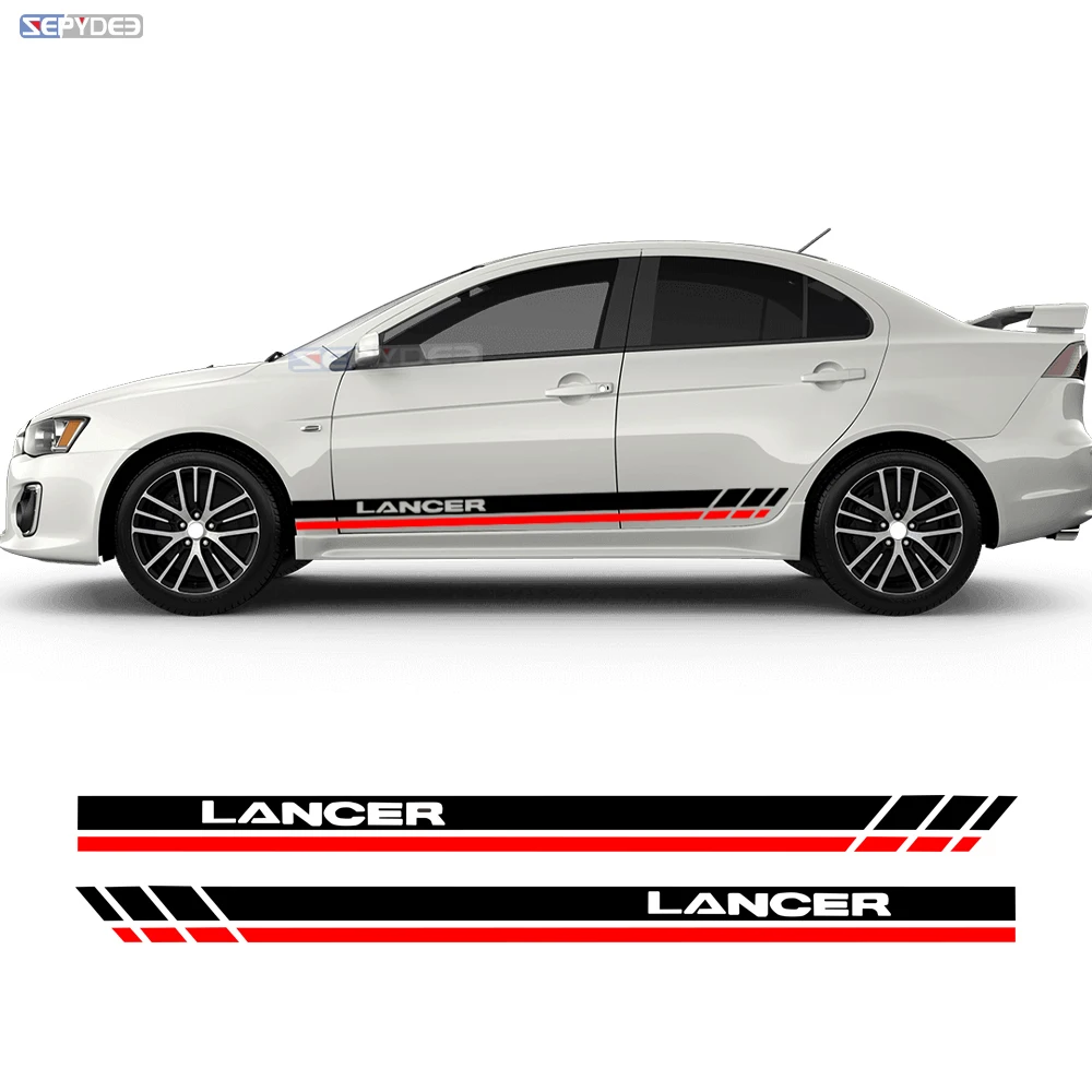 

2 шт., наклейки на боковые полосы автомобиля Mitsubishi Lancer