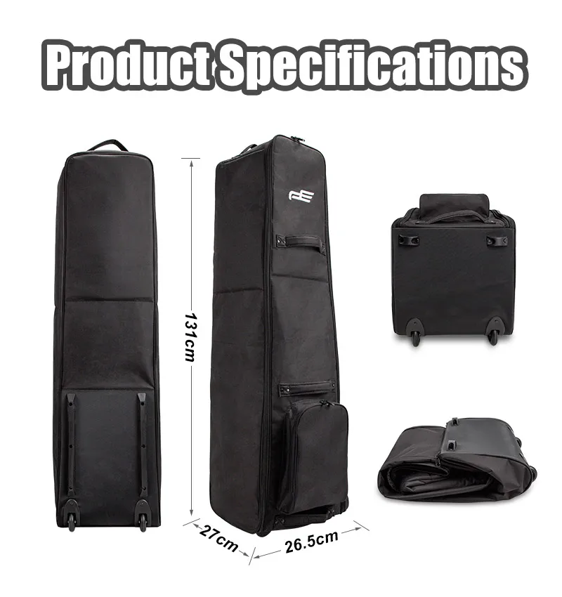 Playeagle Softcase Portable Foldable  Oxford Aviation Golf Club Travel Bag Cover Waterproof  with Wheels Light Weight