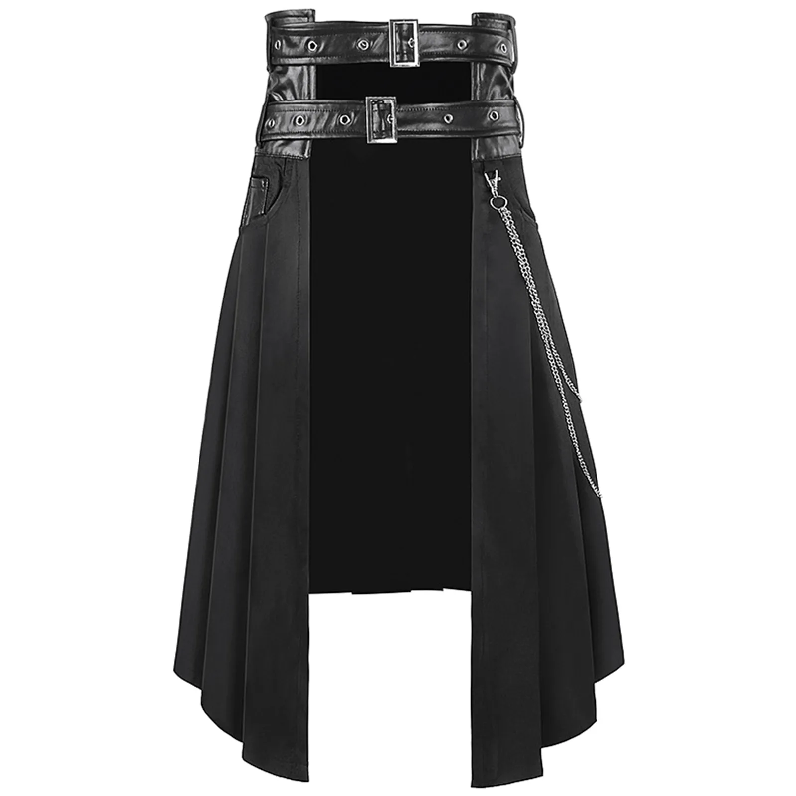 

New Dark Punk Skirt Man Halloween Punk Ash Collection Steam Gothic Party Asymmetric Half Skirt Retro Casual Male Pants