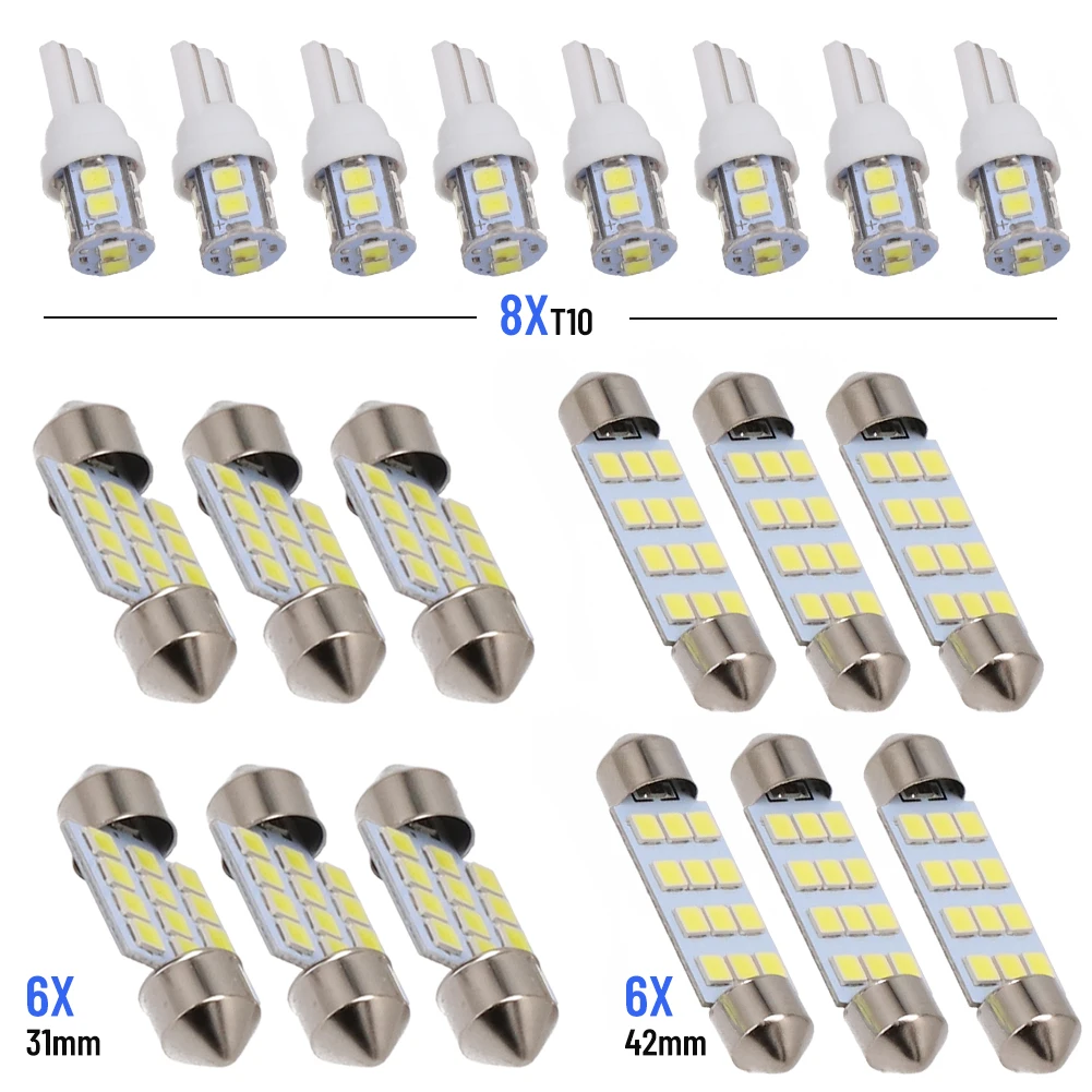 

20pcs LED Interior Lights Bulbs Kit Car Trunk Dome License Plate Lamps 6500K Car Trunk Replacement Parts