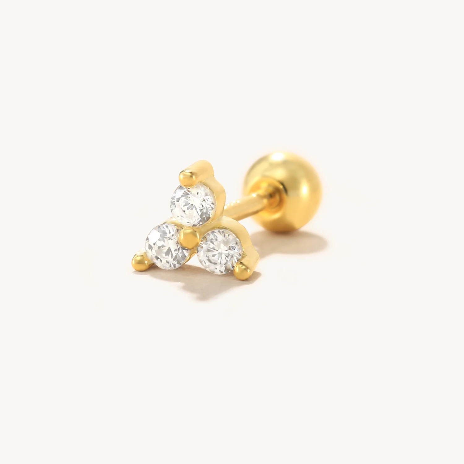 

CANNER 1pcs 925 Silver Small Stud Earrings Helix Triangle Earnail Ball Piercing Earrings For Women Fine Jewelry Cartilage Aretes