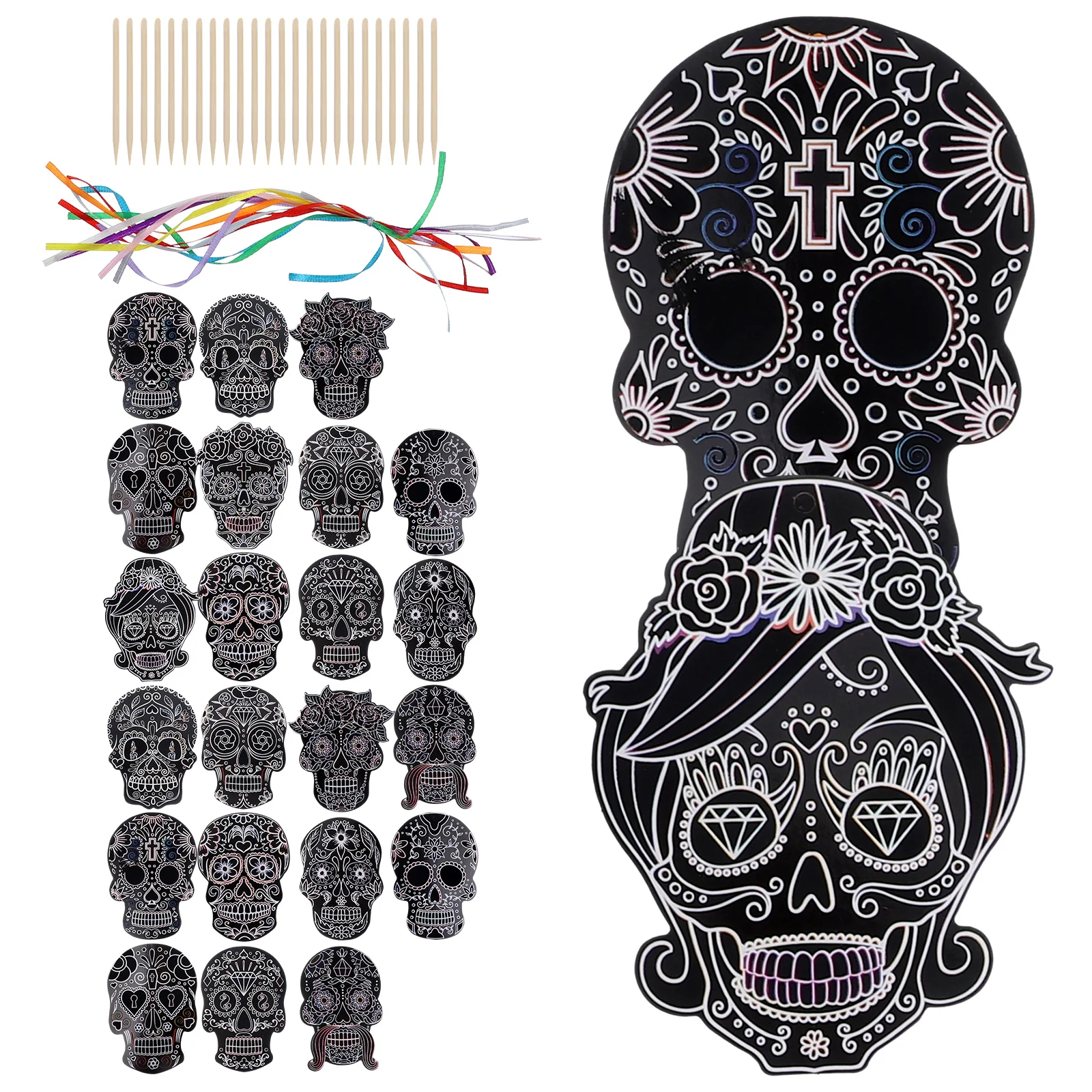 

24-дневная мертвая бумага для царапин с 24 ручками и 24 лентами с орнаментом