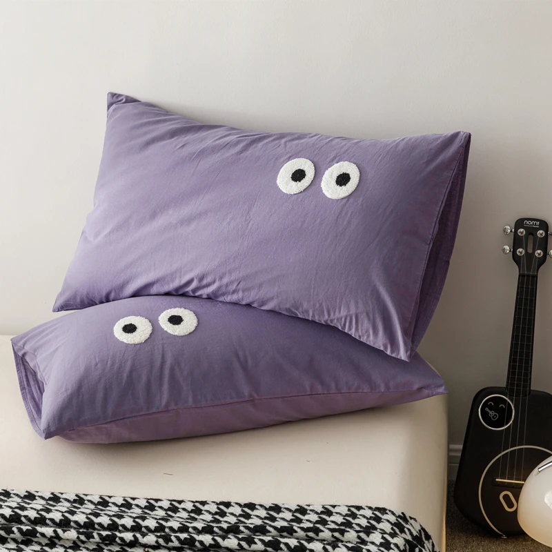 

1pc Pillowcase Smooth Solid Color Pillow Cover 100% Cotton Pillow Sham