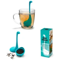 creative water monster dinosaur tea maker filter long handle vertical reusable silicone coffee tea tool kitchen accessories
