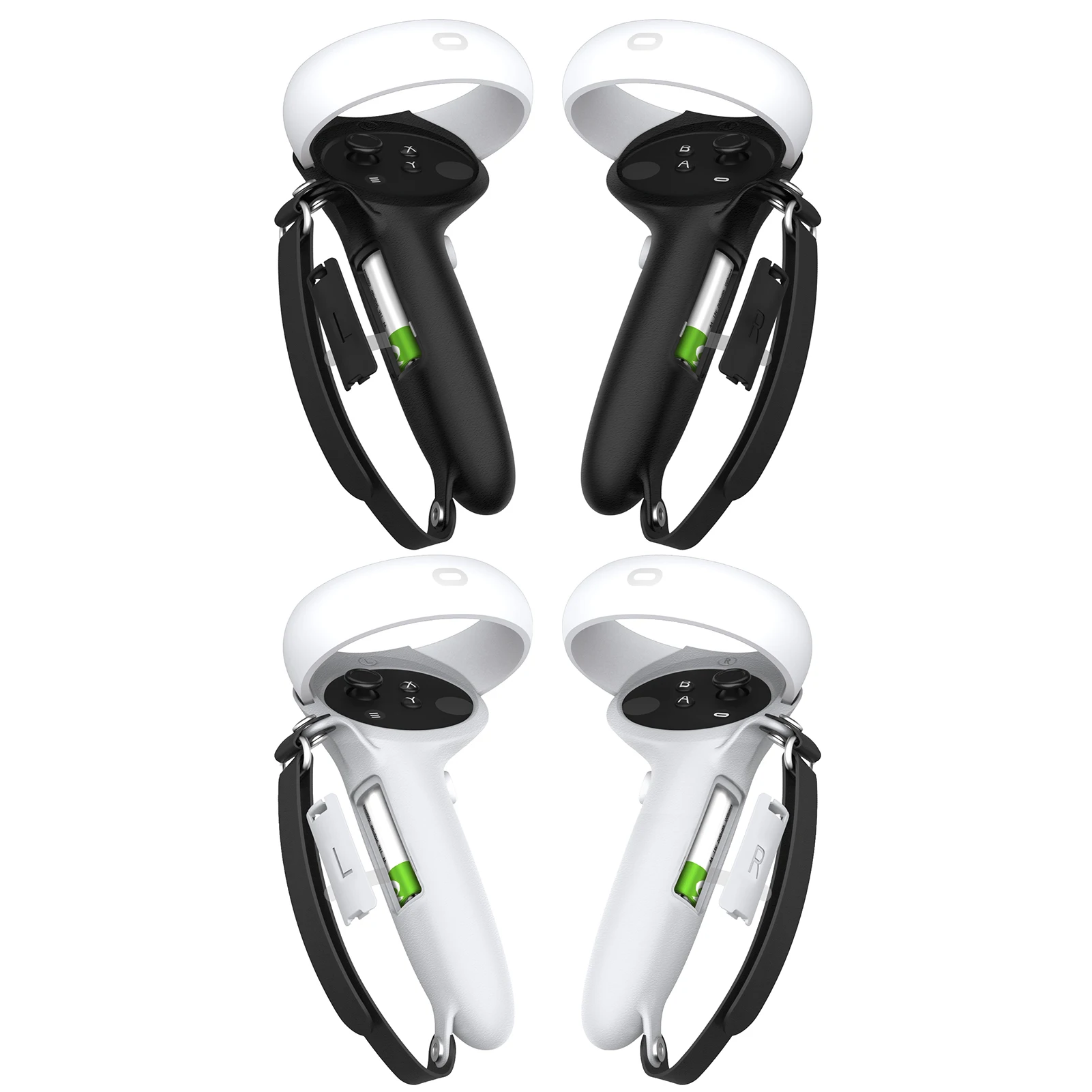 

Ocu-lus Quest 2 Controller Full Grip Cover Silicone Controller Full Grip Cover With Hand Strap And Battery Opening Protector