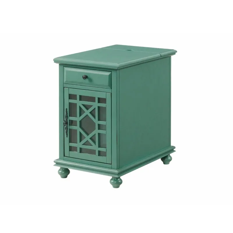 

Martin Svensson Home Elegant Chairside Table with Power, Antique Teal