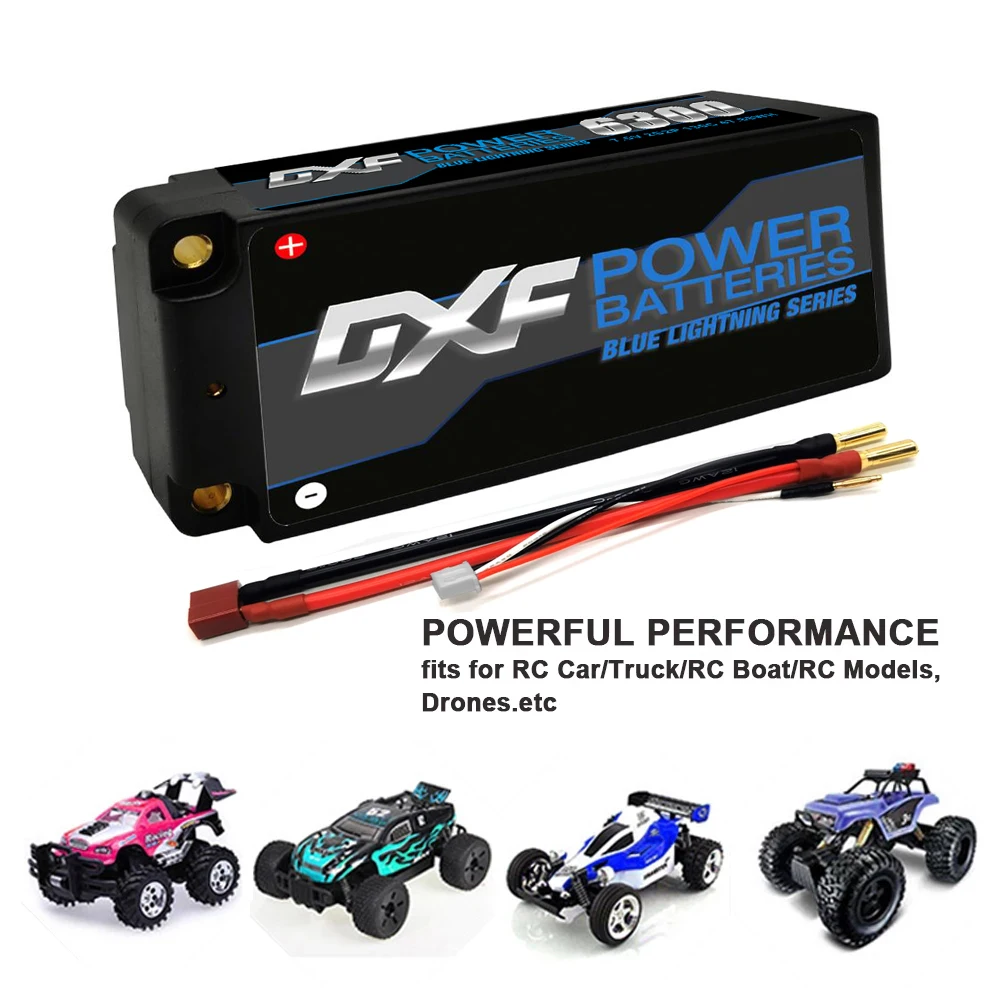 Фото Аккумулятор VARCS Lipo 2S 7,6 В 6300 мАч 130C 260C 4 мм 5 мм, графеновая Пуля для соревнований, короткий для радиоуправляемых внедорожных багги-машинок 1/10 №5