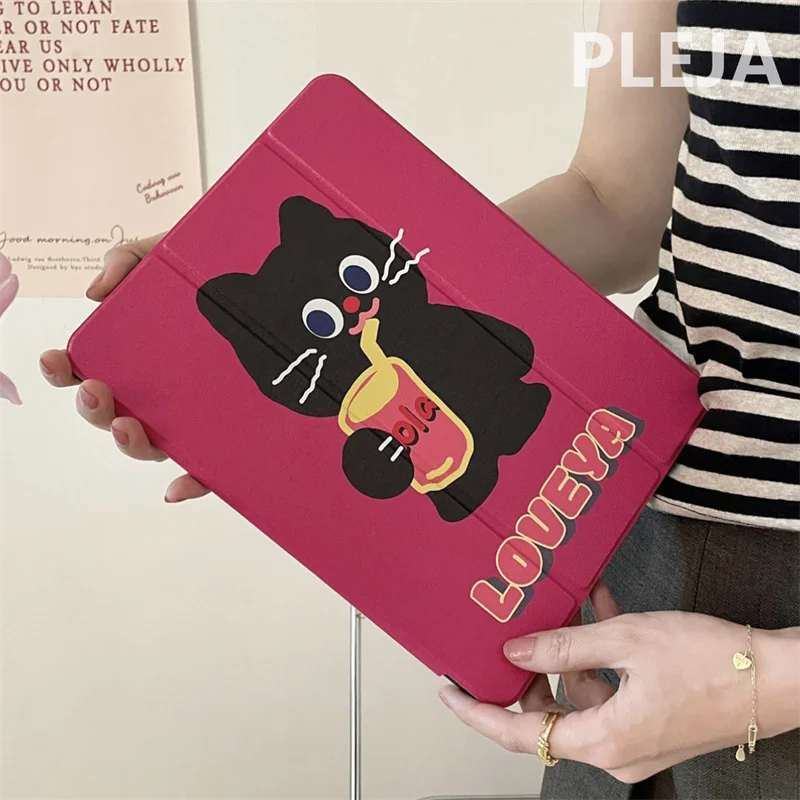 

Забавный Милый защитный чехол с котом для iPad 10 Air 5/4 10,9/10,5/9,7/Pro 12,9 2022 11 дюймов 2021 mini 6 чехол с держателем слота для карандаша