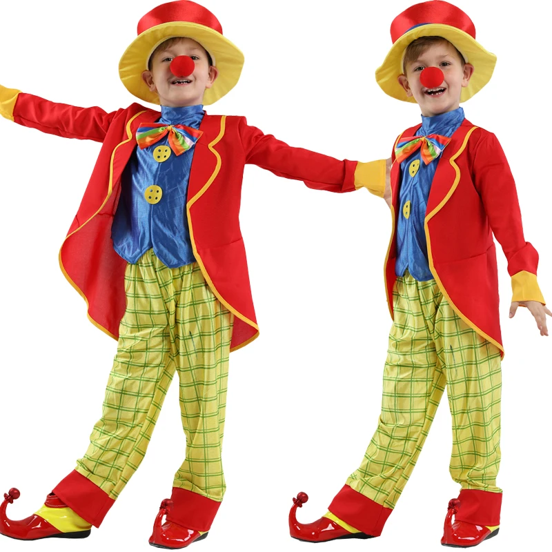 

Halloween Clown Costumes Kids Children Circus Clown Costume Girls Purim Carnival Funny Cosplay for Boys Girl No Wig